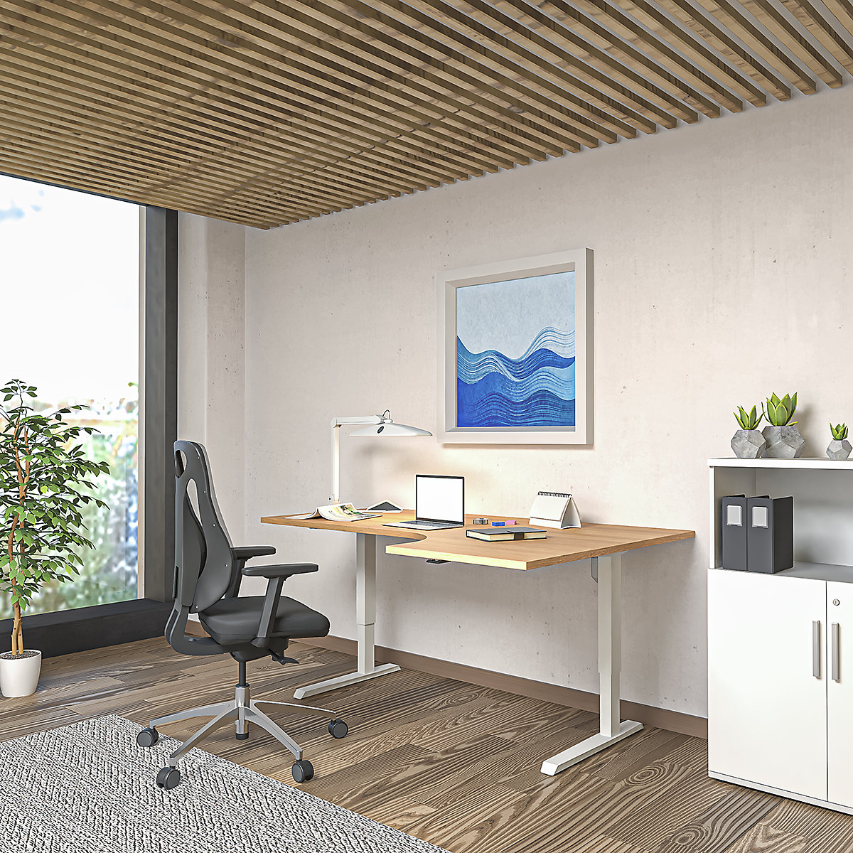 Birou Venla, înălțime reglabilă electric – eurokraft basic (Imagine produs 8)-7