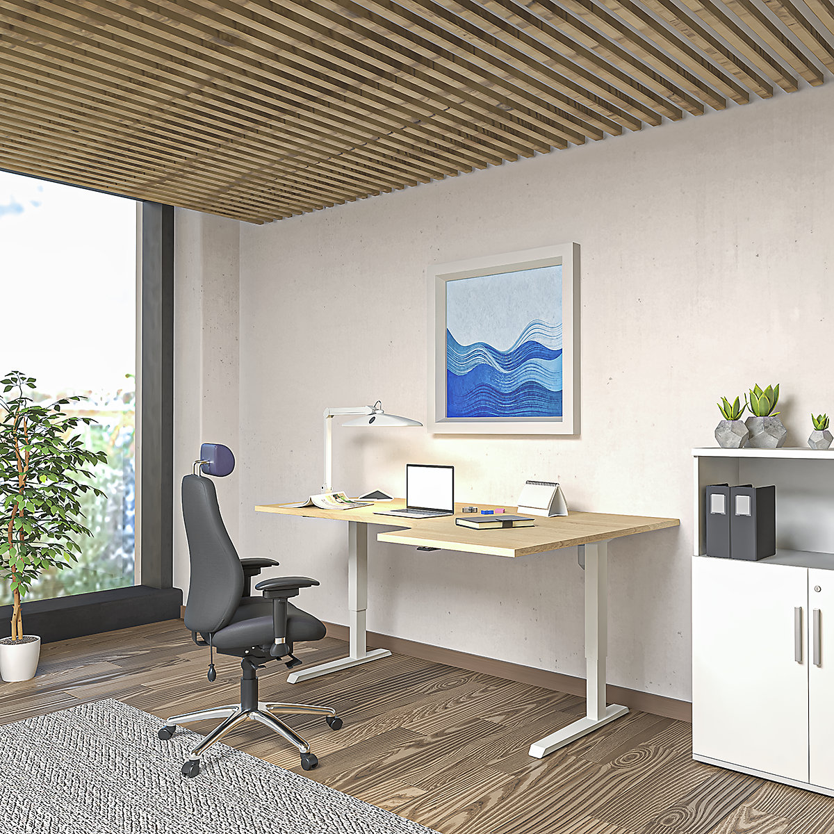 Birou Venla, înălțime reglabilă electric – eurokraft basic (Imagine produs 8)-7