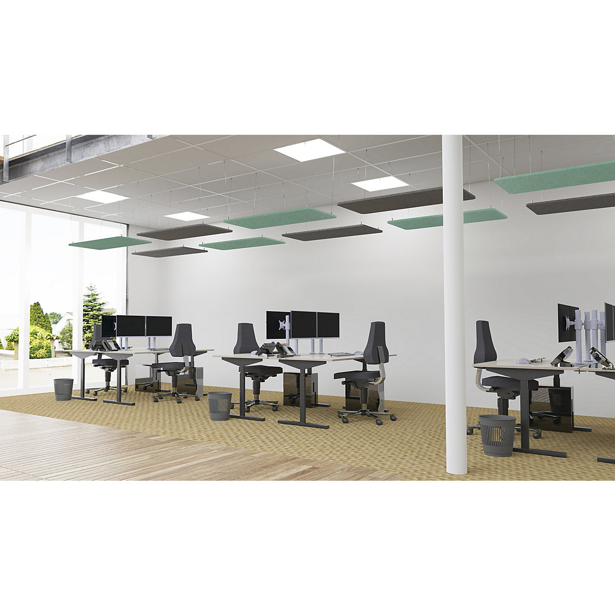 Panou acustic pentru plafon, pâslă PET – eurokraft basic (Imagine produs 4)-3