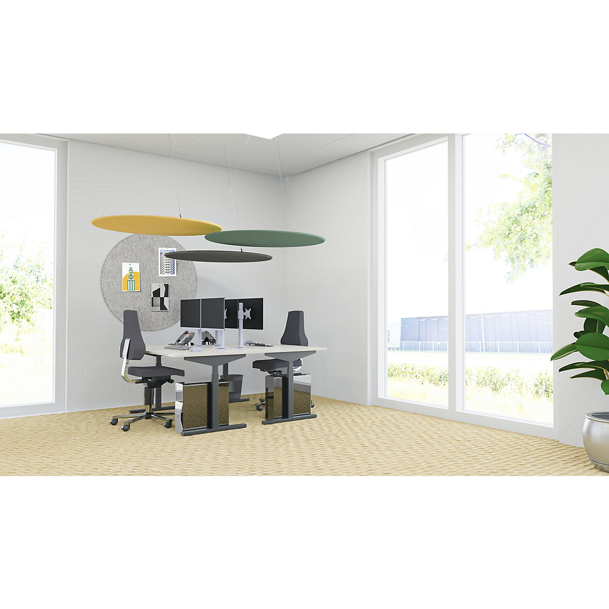 Panou acustic pentru plafon, pâslă PET – eurokraft basic (Imagine produs 9)-8