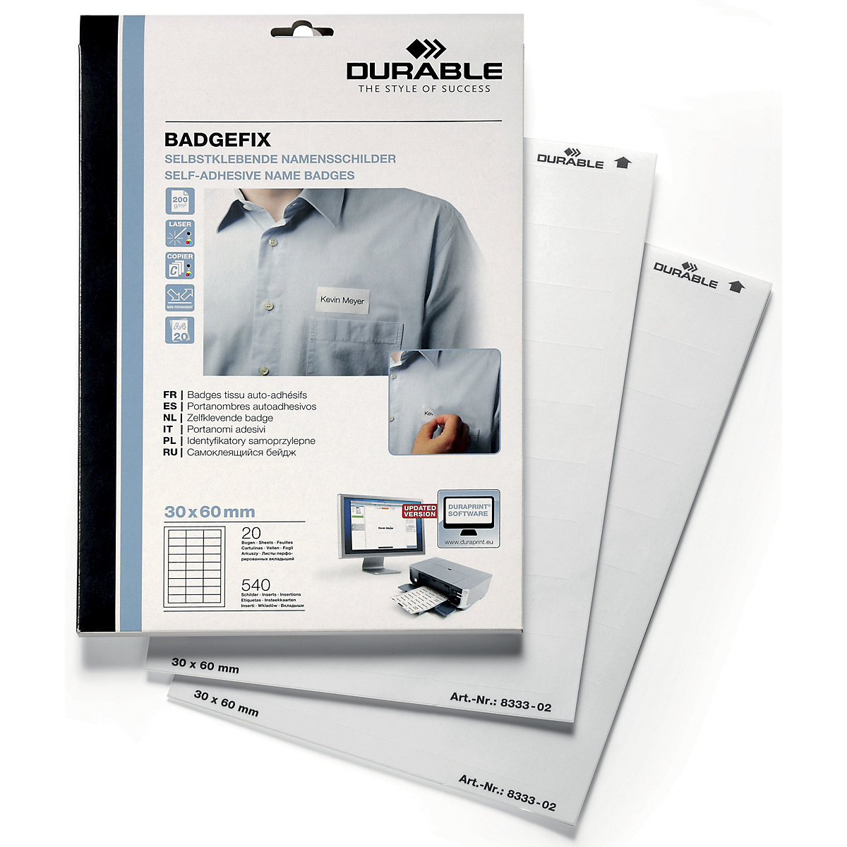 Identyfikatory, samoprzylepne &ndash; DURABLE