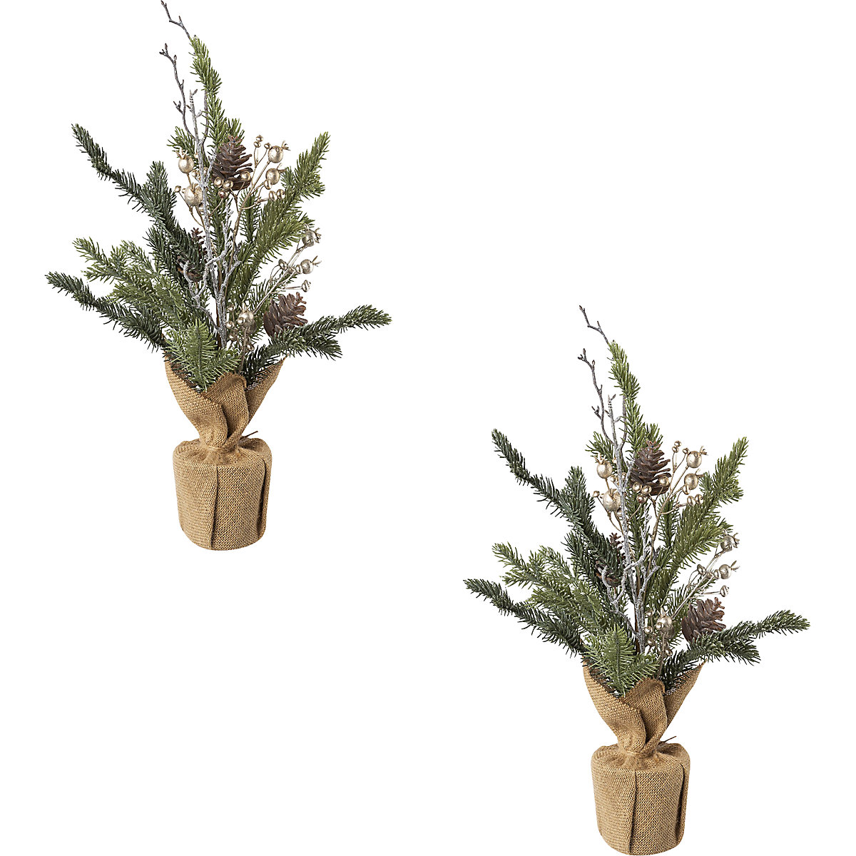 Sapins dans un sac en jute, 2 pièces