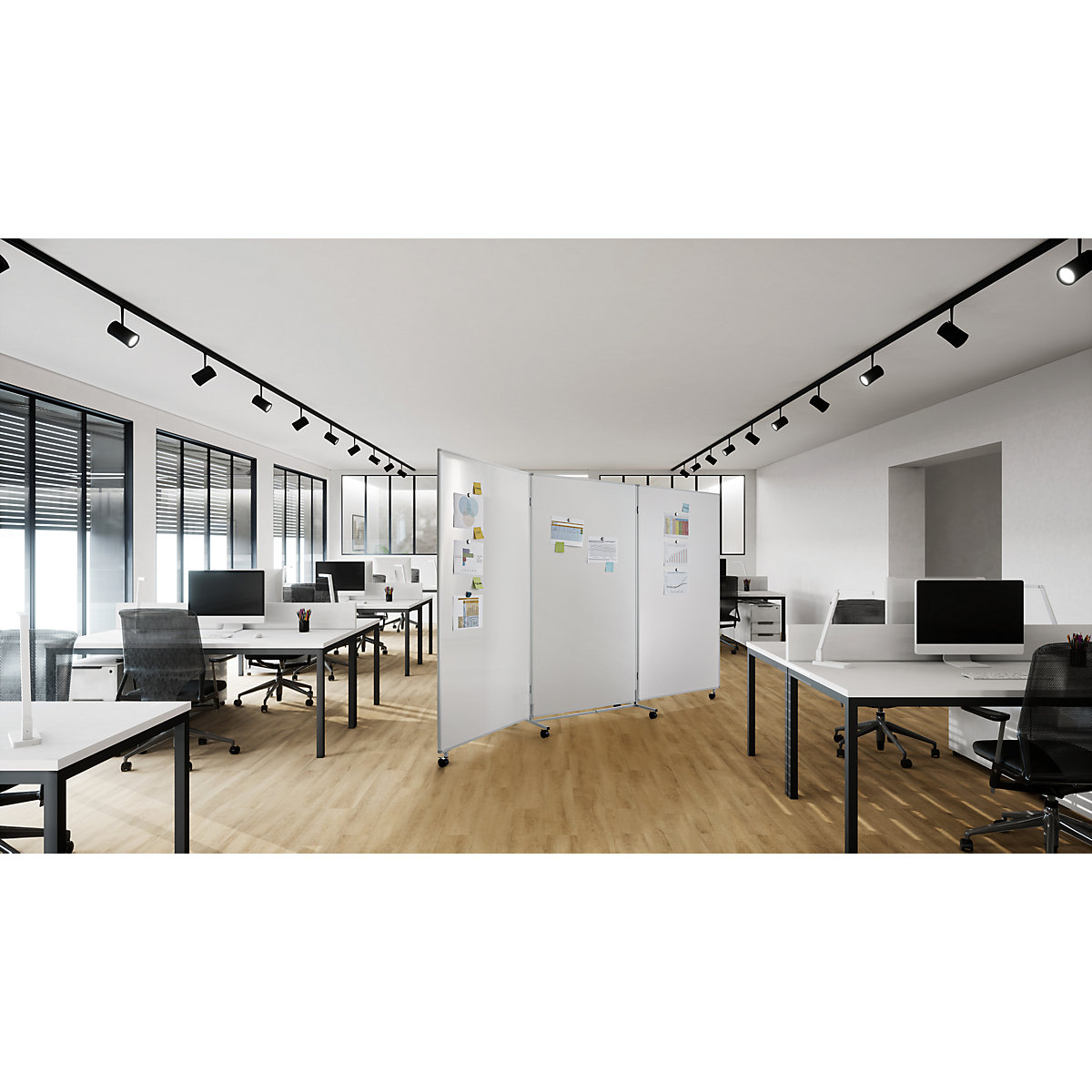 Cloison de présentation mobile et pliante pour écriture – eurokraft pro (Illustration du produit 2)-1