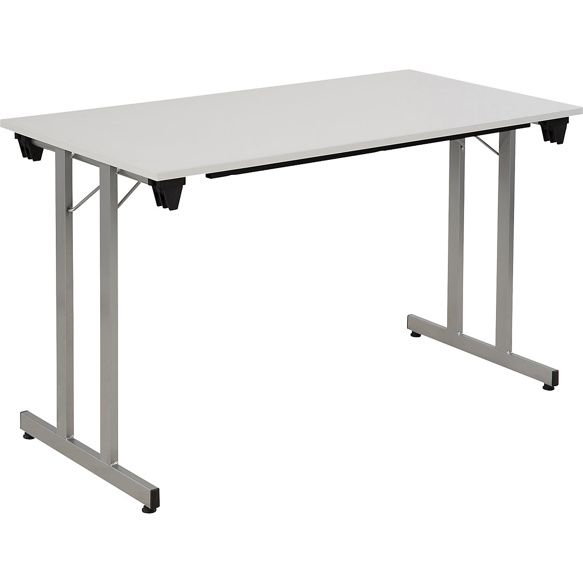 Table pliante STANDARD, piétement carré avec vérins de mise à niveau, 1200 x 700 mm, piétement coloris aluminium, plateau gris clair-11