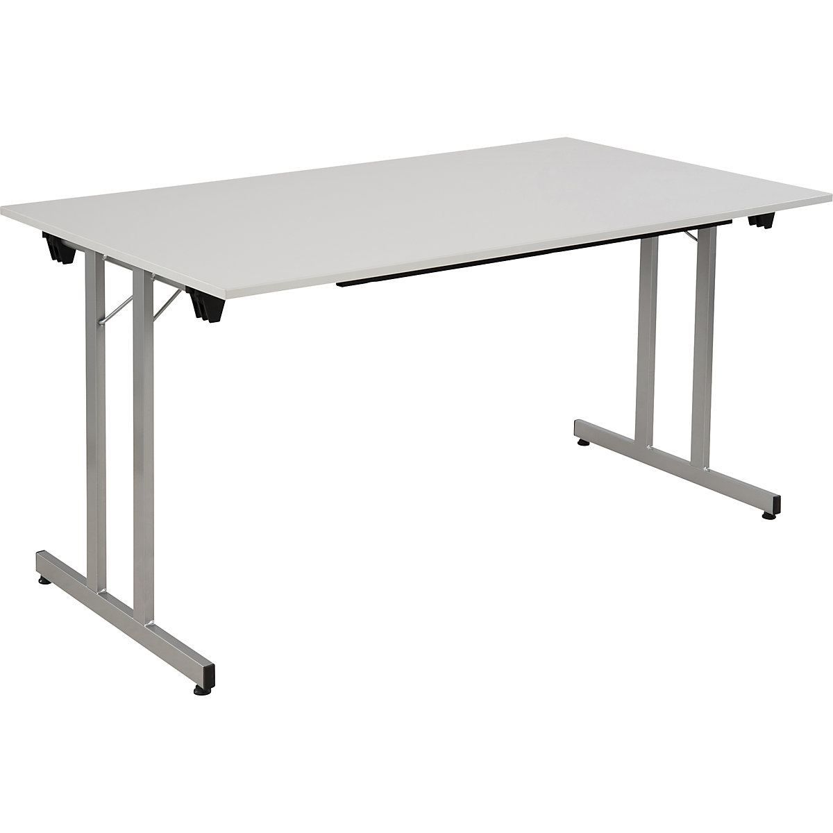 Table pliante STANDARD, piétement carré avec vérins de mise à niveau, 1400 x 800 mm, piétement coloris aluminium, plateau gris clair-16