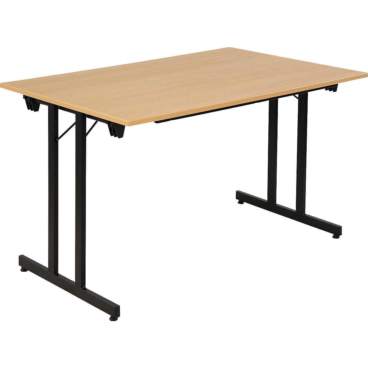 Table pliante STANDARD, piétement carré avec vérins de mise à niveau, 1200 x 800 mm, piétement noir, plateau façon hêtre-9