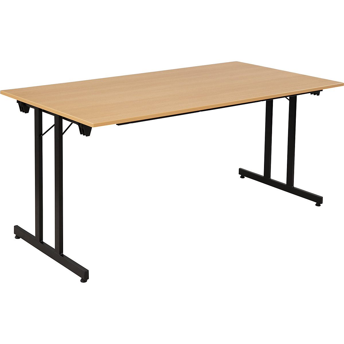 Table pliante STANDARD, piétement carré avec vérins de mise à niveau, 1600 x 800 mm, piétement noir, plateau façon hêtre-6