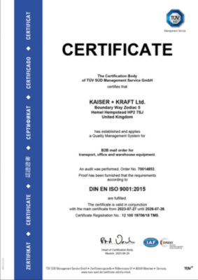 ISO 9001 certificate