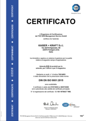 ISO 9001 certificato