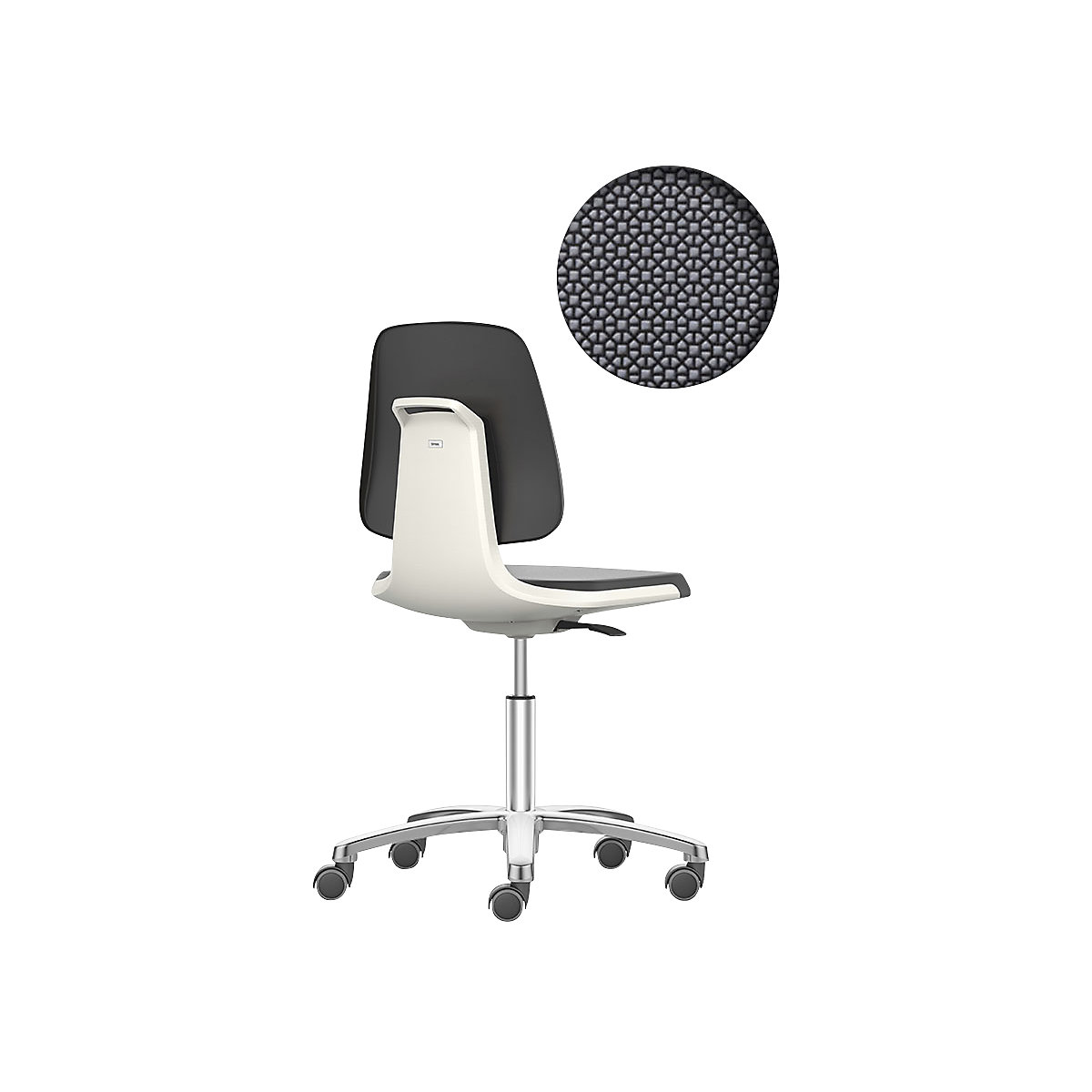 Cadeira de trabalho giratória LABSIT – bimos, cinco pés com rodas, assento Supertec, branco-22