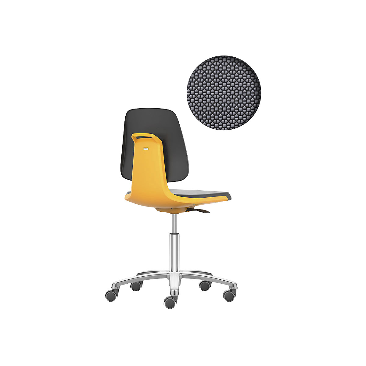 Cadeira de trabalho giratória LABSIT – bimos, cinco pés com rodas, assento Supertec, laranja-30