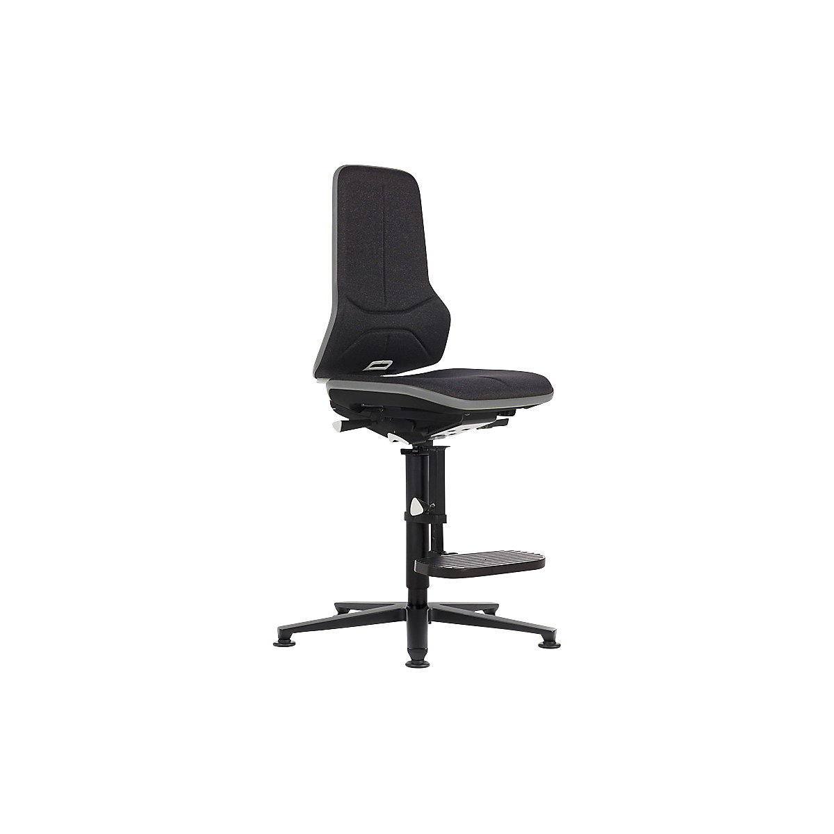 Cadeira de trabalho giratória NEON ESD, patins, com estribo – bimos, contacto permanente, tecido, Flexband cinzento-8