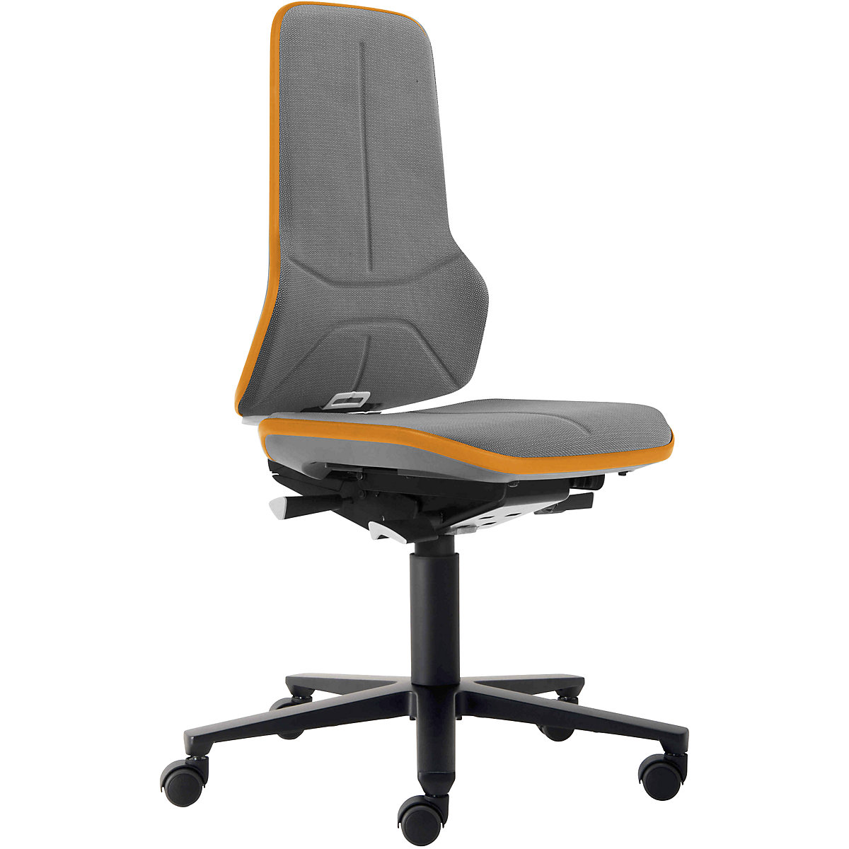 Cadeira de trabalho giratória NEON, com rodas – bimos, contacto permanente, Supertec, flexband laranja-8