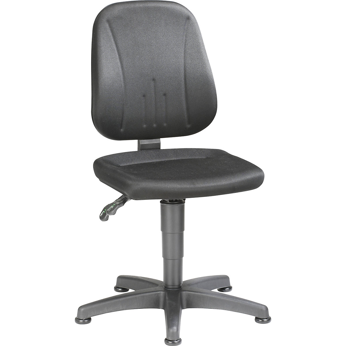 Cadeira de trabalho giratória – bimos, com regulação da altura por mola de pressão, tecido, preto, com patins-3