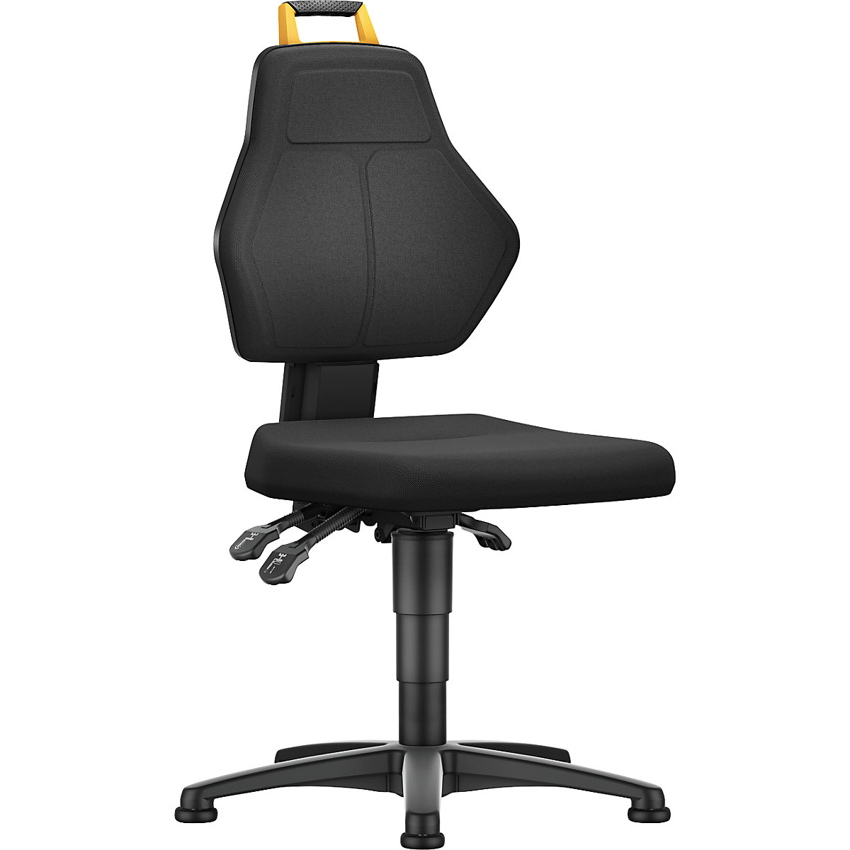 Cadeira de trabalho giratória, preta – eurokraft pro, com sapatas, forro em tecido-3
