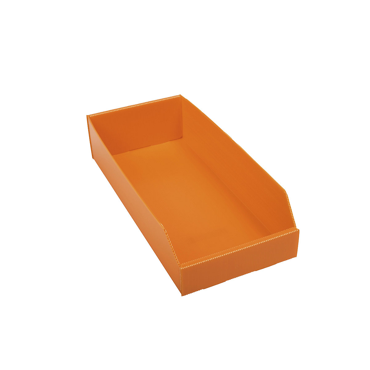 Caixa de plástico para estante, dobrável, CxLxA 450 x 200 x 100 mm, laranja, embalagem com 25 unidades-5