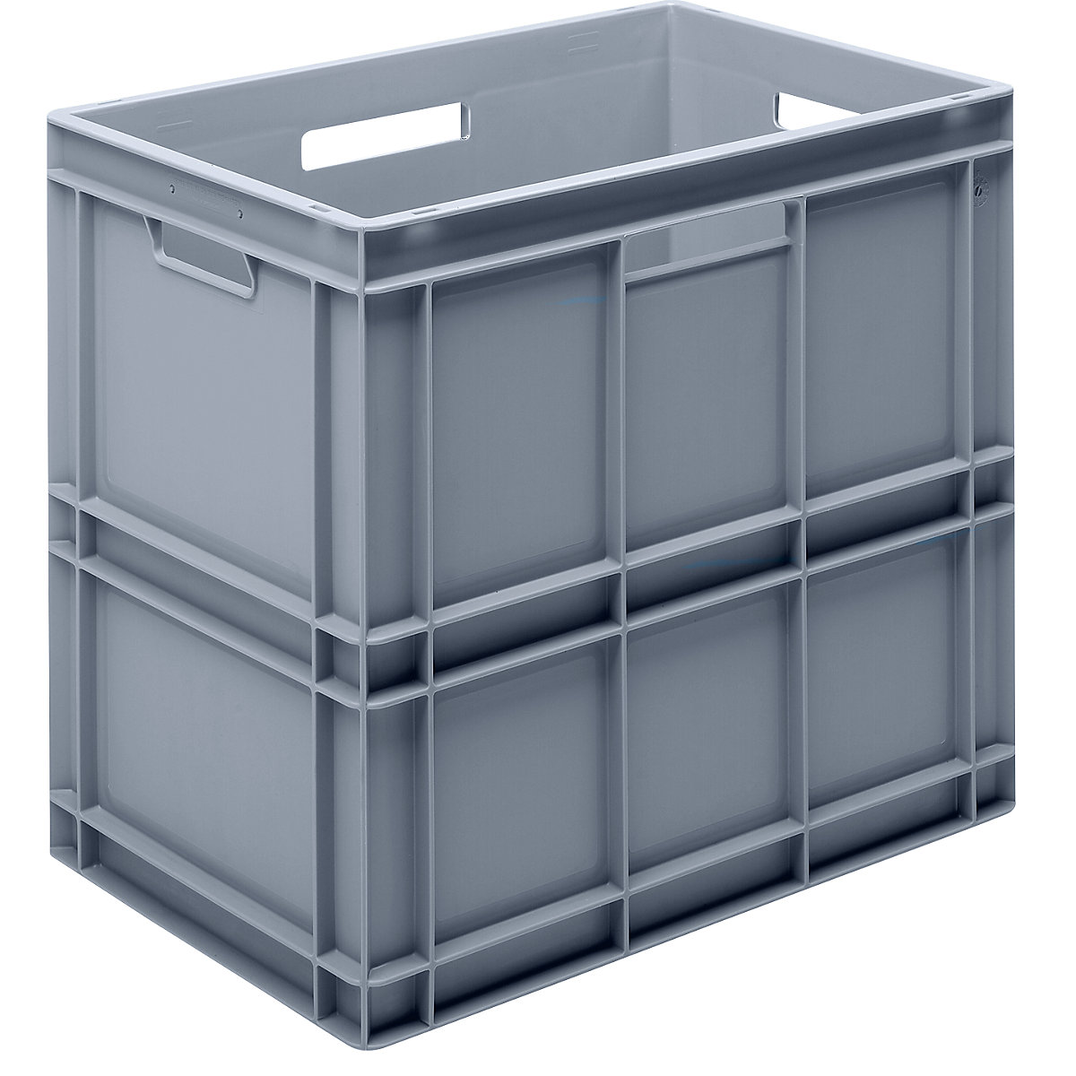 Recipiente empilhável Euro em polipropileno (PP), capacidade de carga 20 kg, cinzento prateado, volume 100 l, altura exterior 545 mm, UE 2 unid.