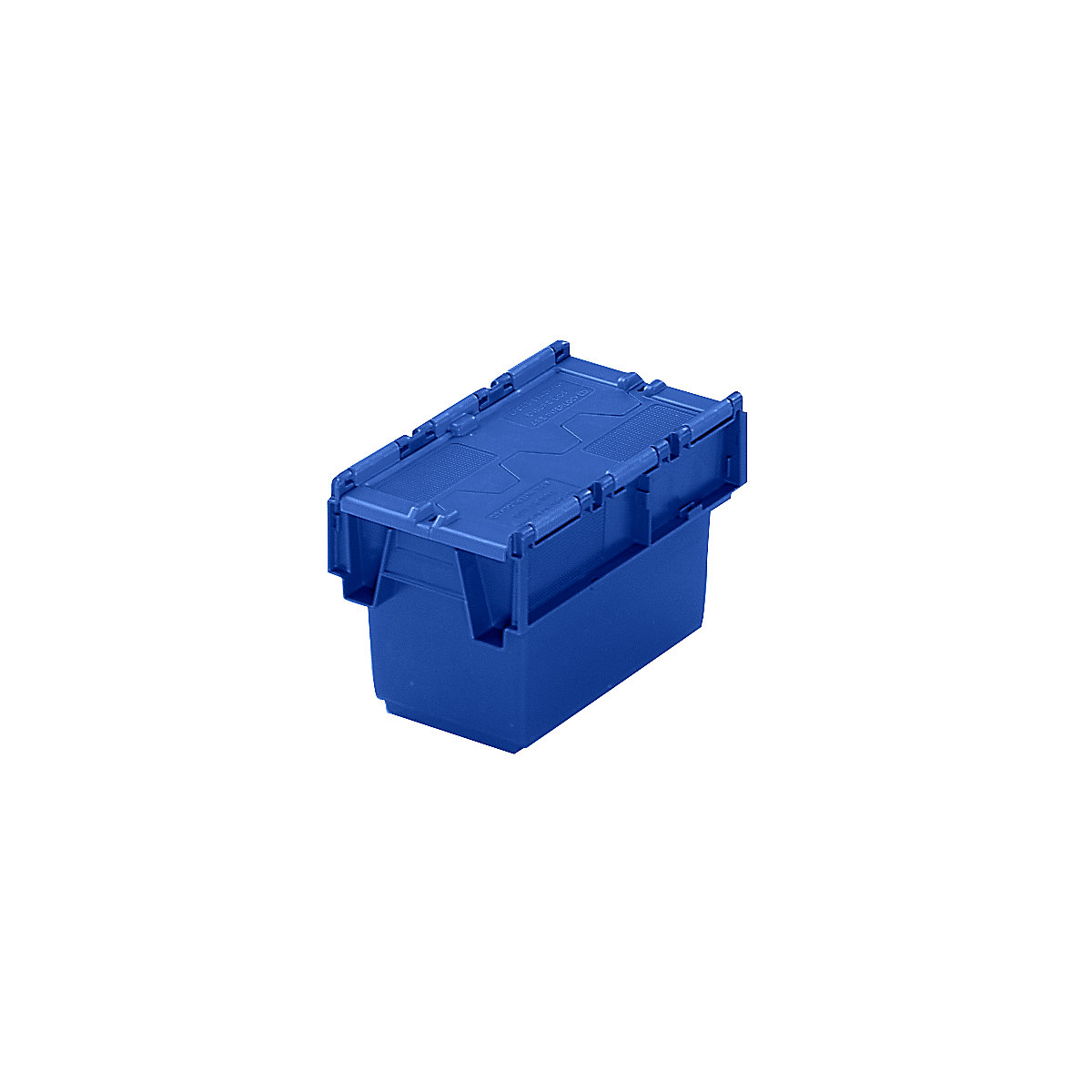 Recipiente empilhável e retornável com tampa articulada, volume 6 litros, CxLxA 300 x 200 x 200 mm, azul