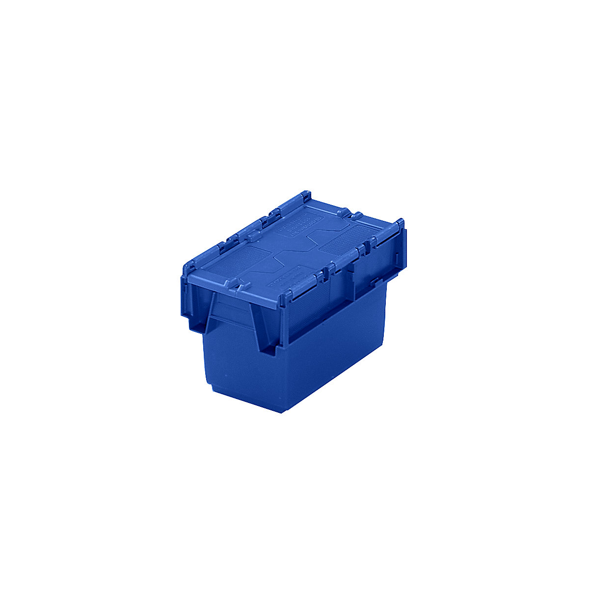 Recipiente empilhável e retornável com tampa articulada, volume 6 litros, CxLxA 300 x 200 x 200 mm, azul, a partir de 10 unid.