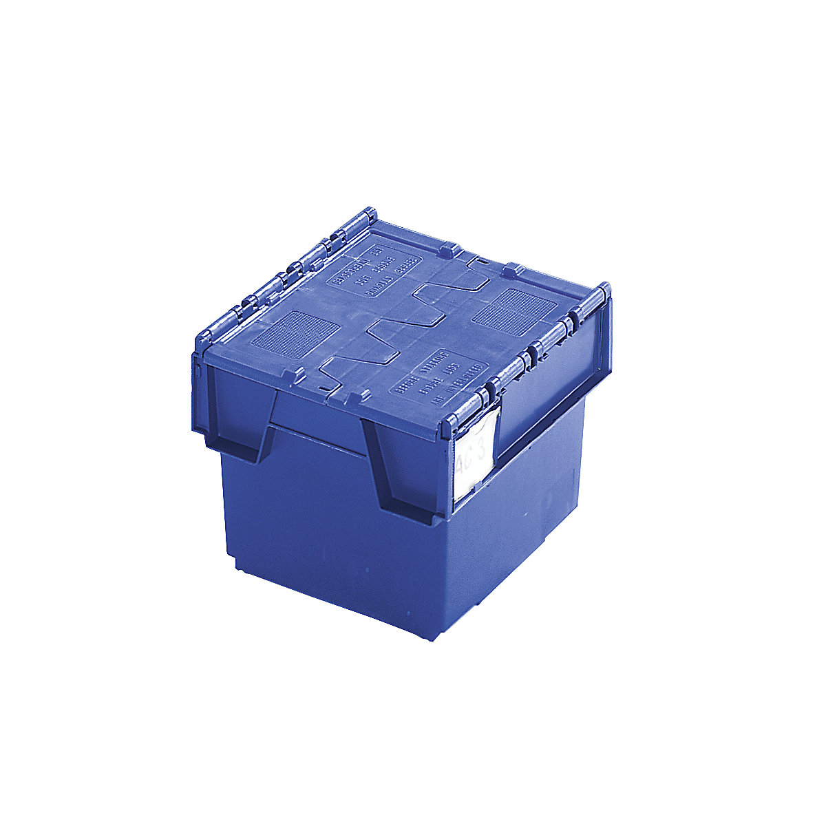Recipiente empilhável e retornável com tampa articulada, volume 20 litros, CxLxA 400 x 300 x 252 mm, azul
