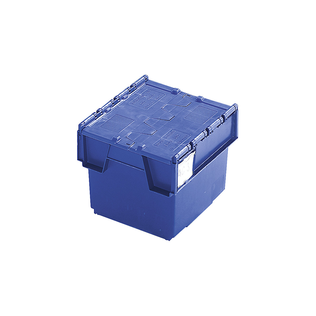 Recipiente empilhável e retornável com tampa articulada, volume 20 litros, CxLxA 400 x 300 x 252 mm, azul, a partir de 10 unid.