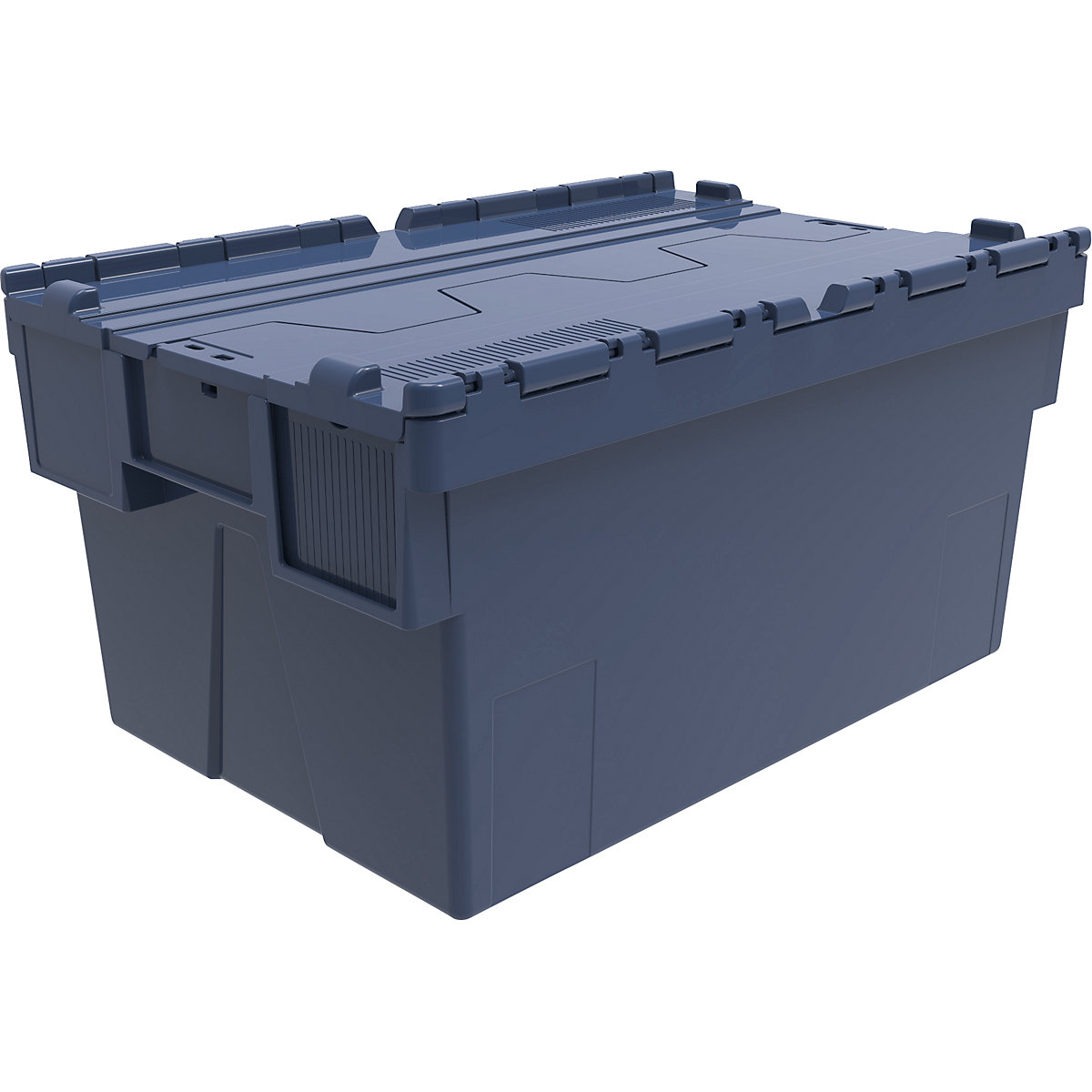 Recipiente empilhável e retornável, CxLxA 600 x 400 x 310 mm, embalagem de 5 unid., azul, tampa azul