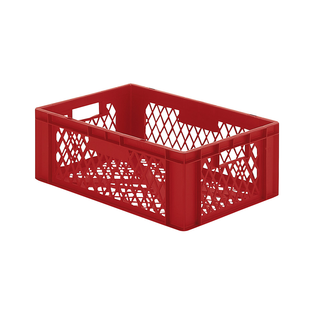 Recipiente empilhável em formato Euro, paredes e fundo perfurados, CxLxA 600 x 400 x 210 mm, vermelho, embalagem de 5 unid.