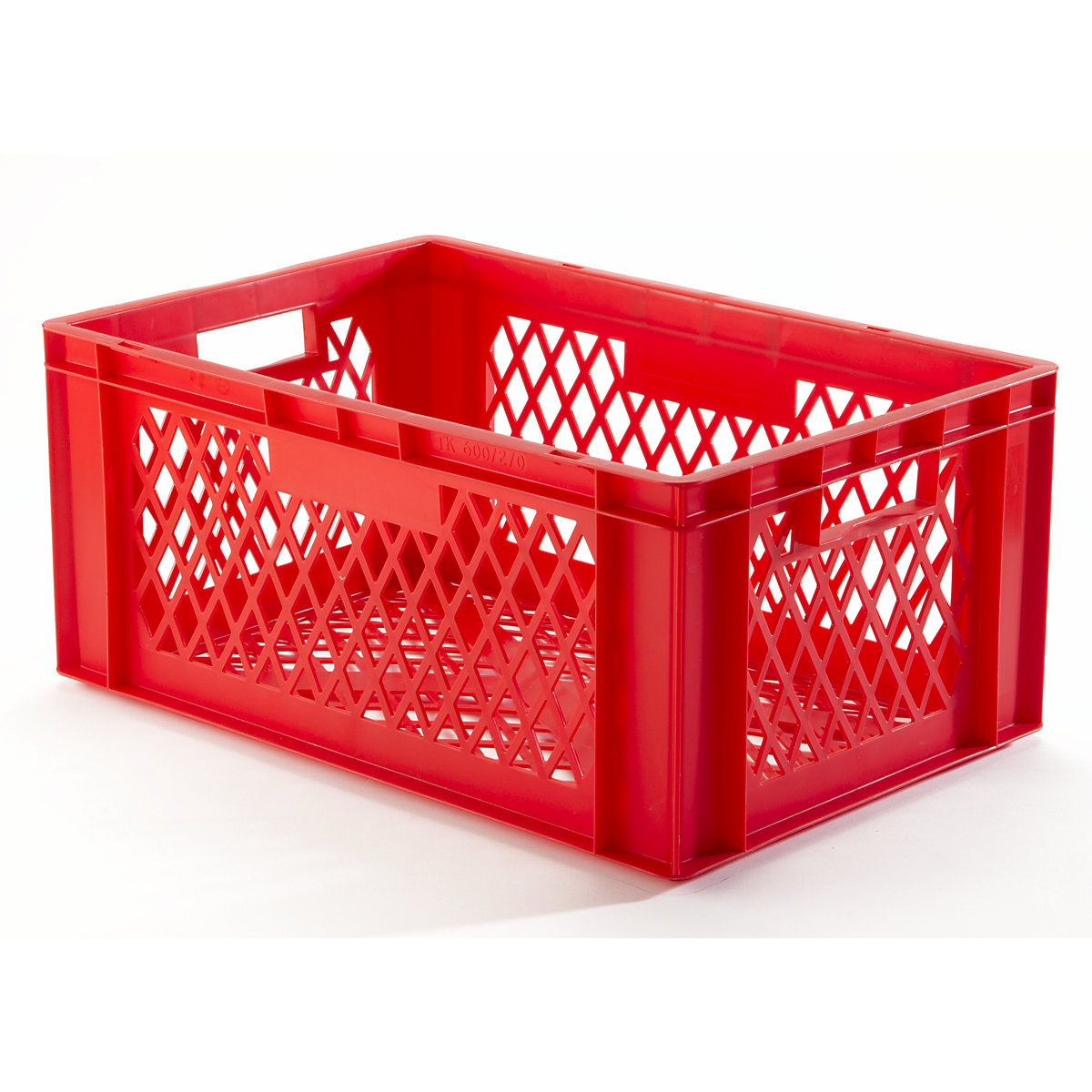 Recipiente empilhável em formato Euro, paredes e fundo perfurados, CxLxA 600 x 400 x 270 mm, vermelho, embalagem de 5 unid.