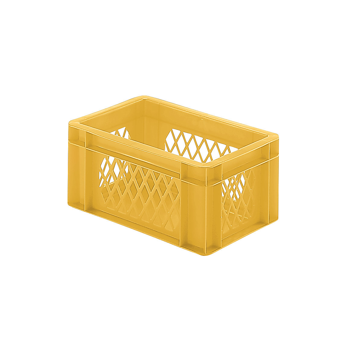 Recipiente empilhável em formato Euro, paredes perfuradas, fundo fechado, CxLxA 300 x 200 x 145 mm, amarelo, embalagem de 5 unid.