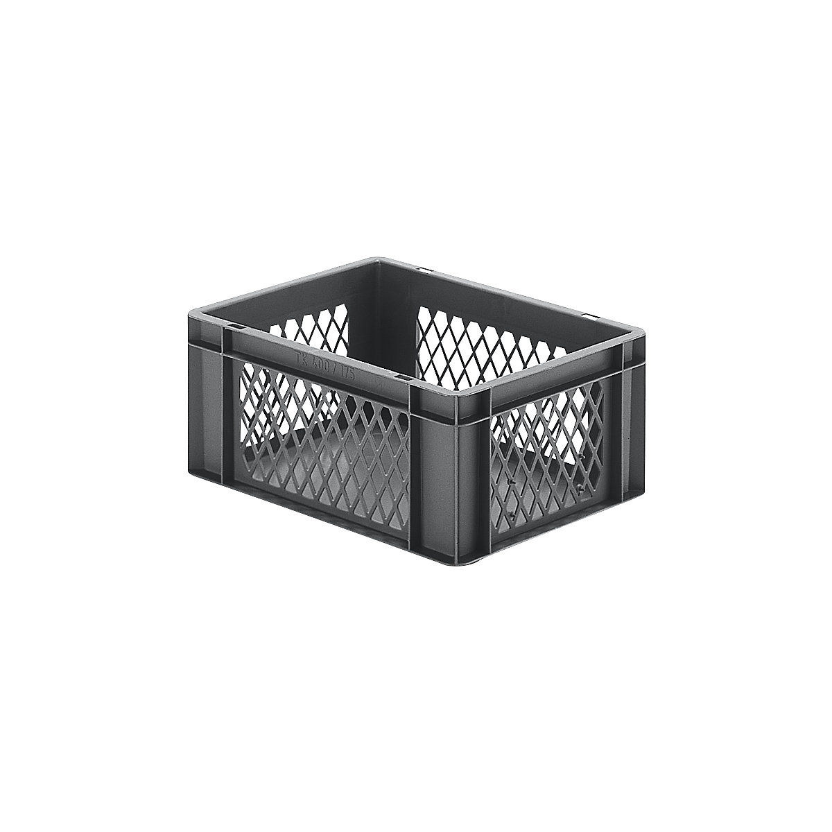 Recipiente empilhável em formato Euro, paredes perfuradas, fundo fechado, CxLxA 400 x 300 x 175 mm, cinzento, embalagem de 5 unid.