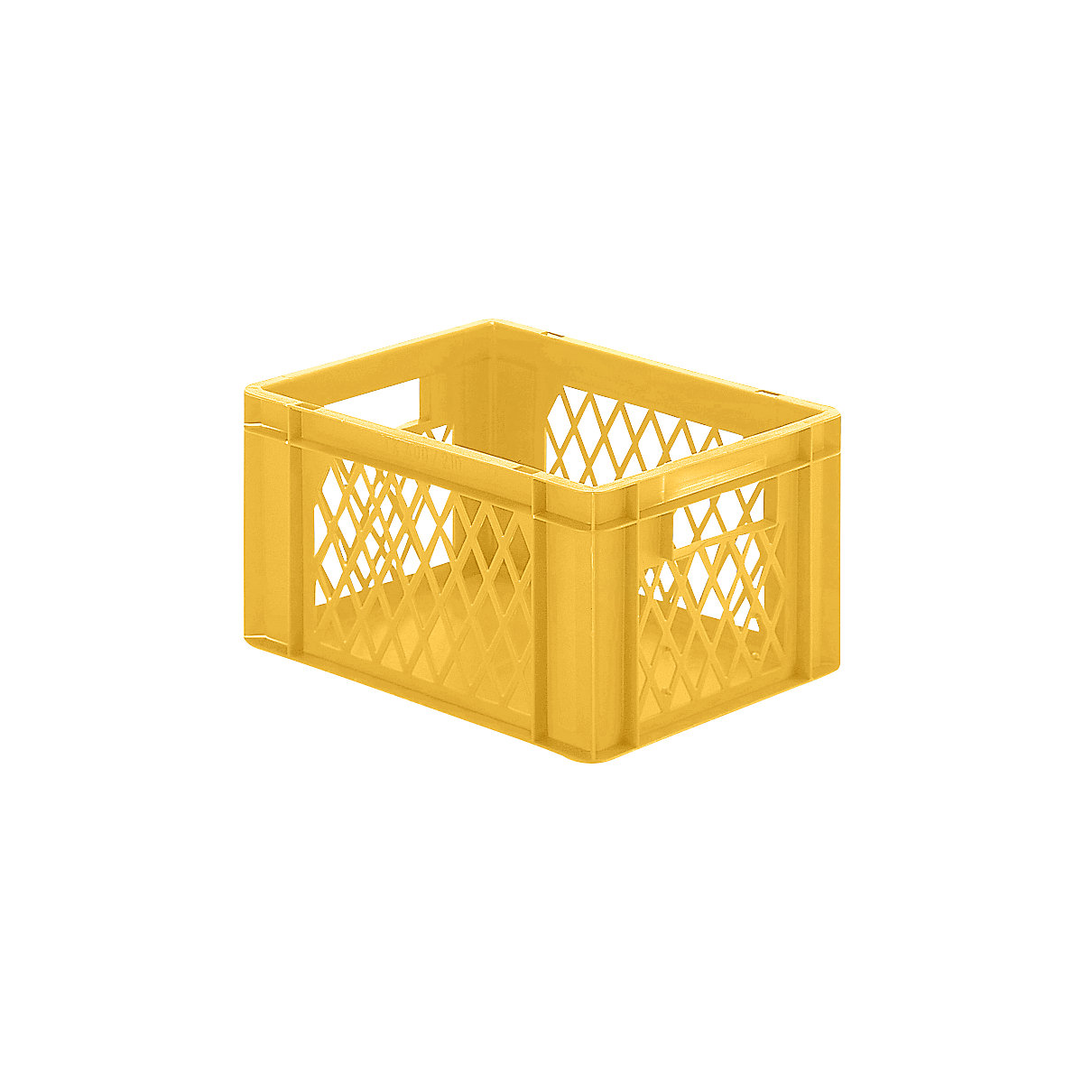 Recipiente empilhável em formato Euro, paredes perfuradas, fundo fechado, CxLxA 400 x 300 x 210 mm, amarelo, embalagem de 5 unid.