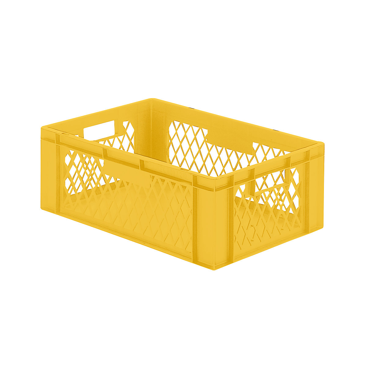 Recipiente empilhável em formato Euro, paredes perfuradas, fundo fechado, CxLxA 600 x 400 x 210 mm, amarelo, embalagem de 5 unid.