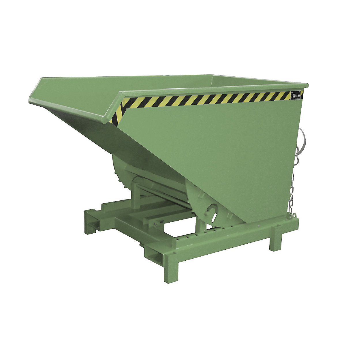 Recipiente basculante para cargas pesadas – eurokraft pro, volume 0,9 m³, capacidade de carga 4000 kg, verde RAL 6011-11
