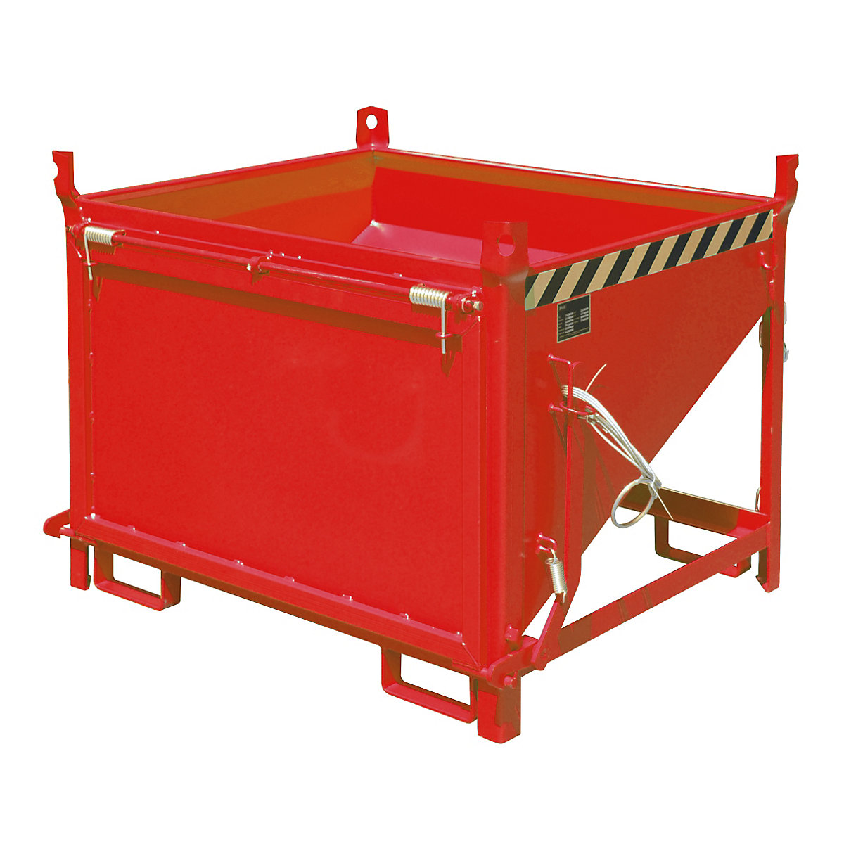 Recipiente de armazenagem – eurokraft pro, volume 0,50 m³, com tampa no lado frontal, vermelho fogo RAL 3000-3