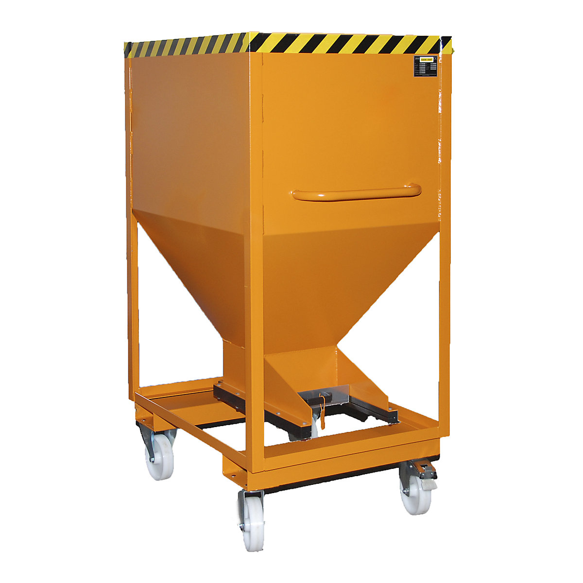Recipiente silo, forma de funil – eurokraft pro, móvel com bolsas para empilhador, volume 0,6 m³, amarelo alaranjado-4