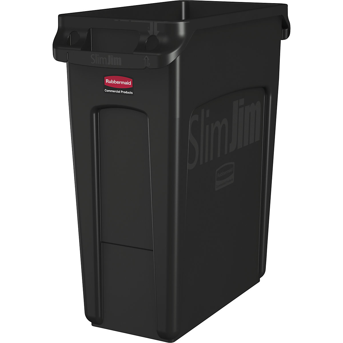 Coletor de materiais recicláveis/balde do lixo SLIM JIM® – Rubbermaid, volume 60 l, com canais de ventilação, preto-1