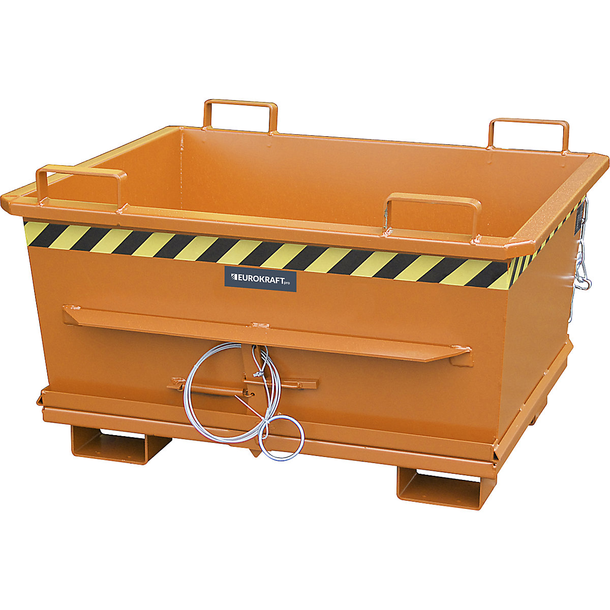 Contenedor cónico con trampilla – eurokraft pro, capacidad 0,5 m³, carga máx. 1000 kg, amarillo naranja RAL 2000-13