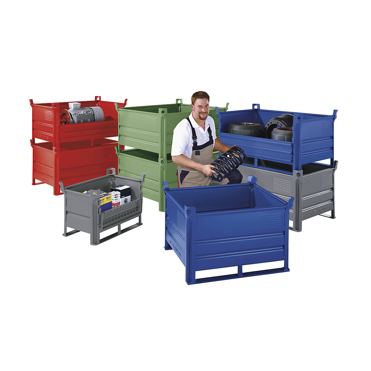 Recipiente apilable con listones de deslizamiento – Heson (Imagen del producto 2)-1