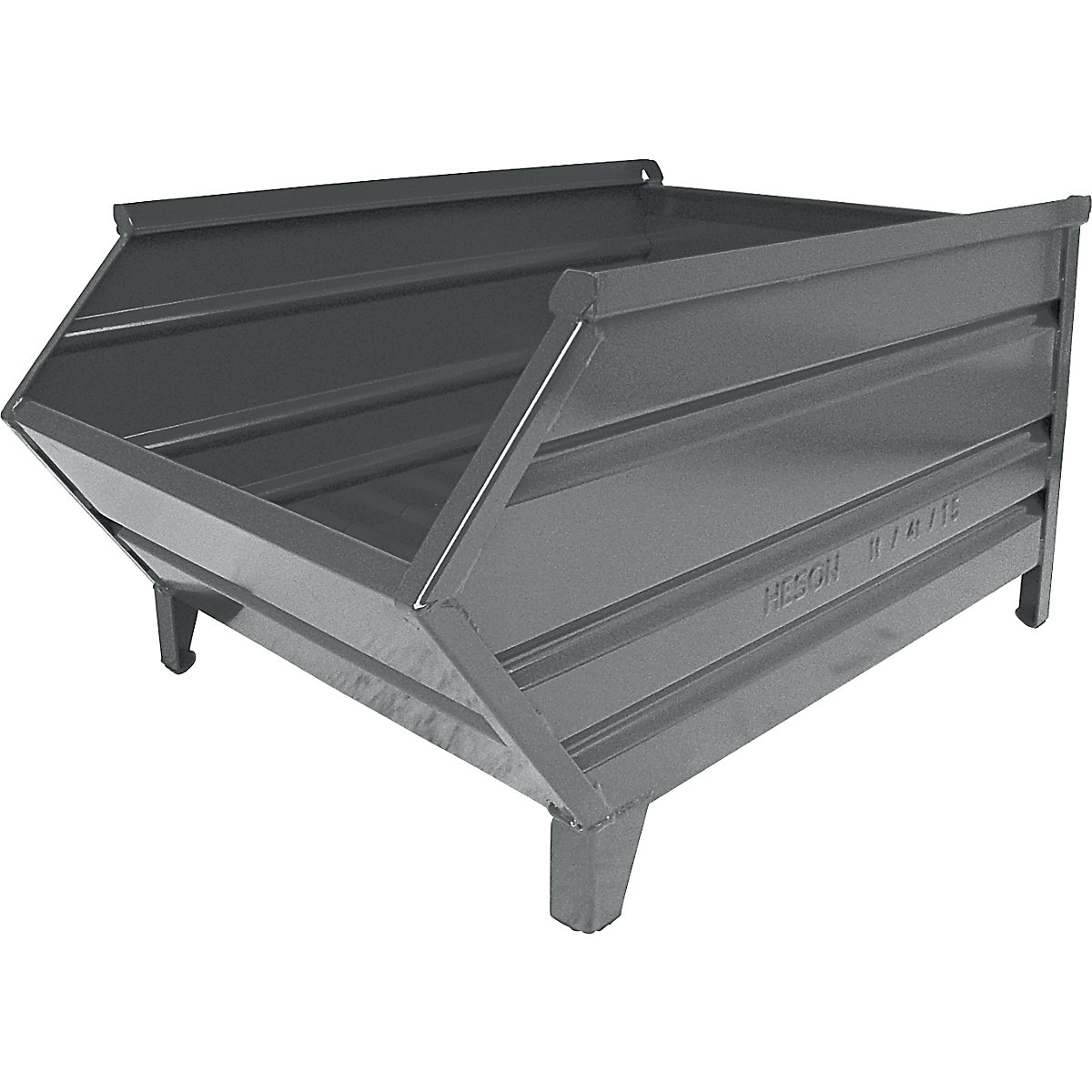 Recipiente apilable de chapa de acero, con abertura de extracción &ndash; Heson