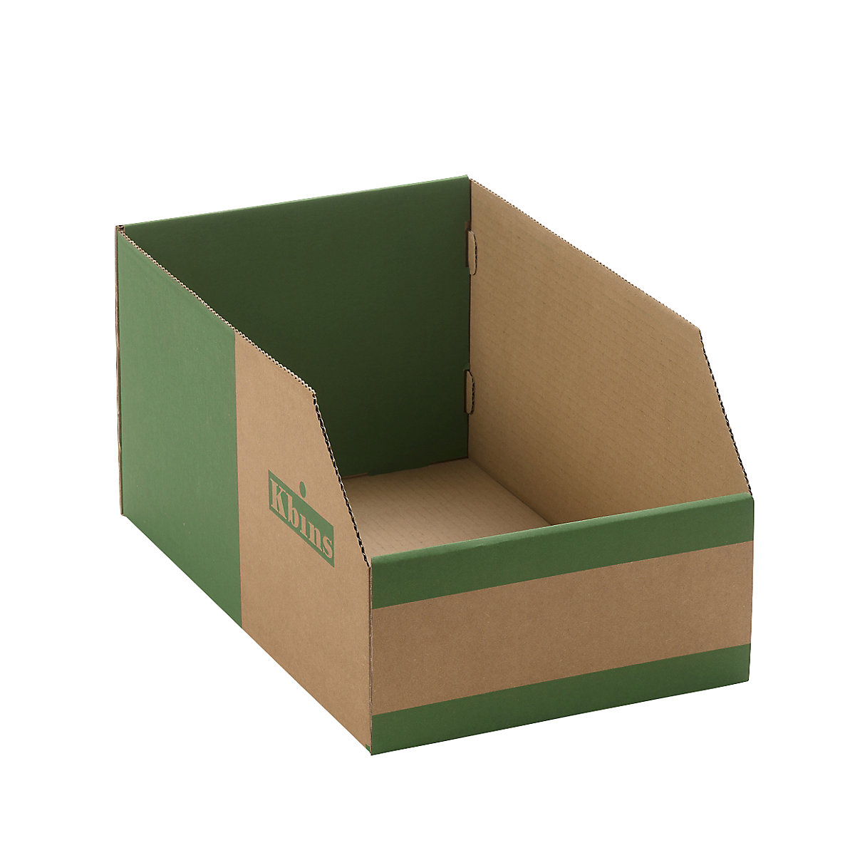 Caja de cartón para estanterías, de una capa y plegable