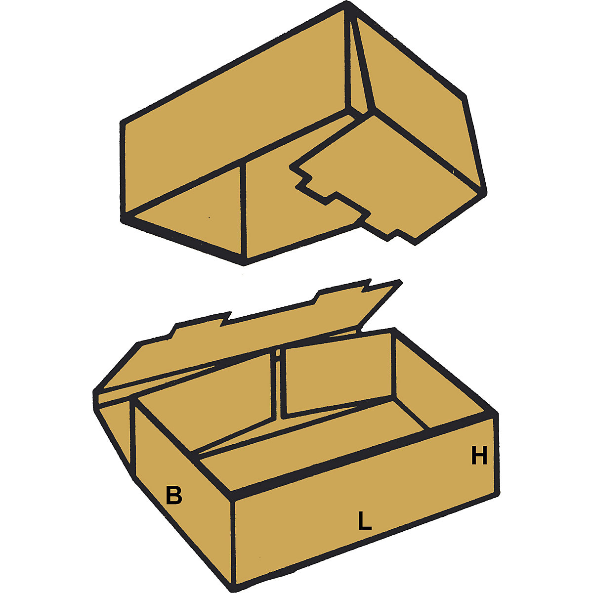 Cardboard boxes with push-on lid, two-part, FEFCO 0330 (Product illustration 332)-331