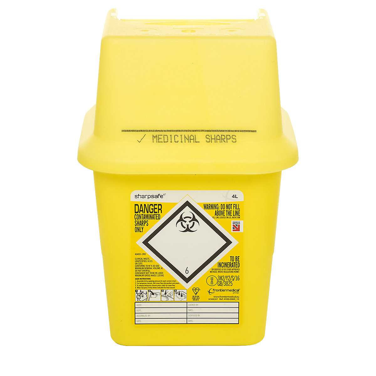Cutie pentru lame și cuțite, pentru eliminare în siguranță, capacitate 4 l