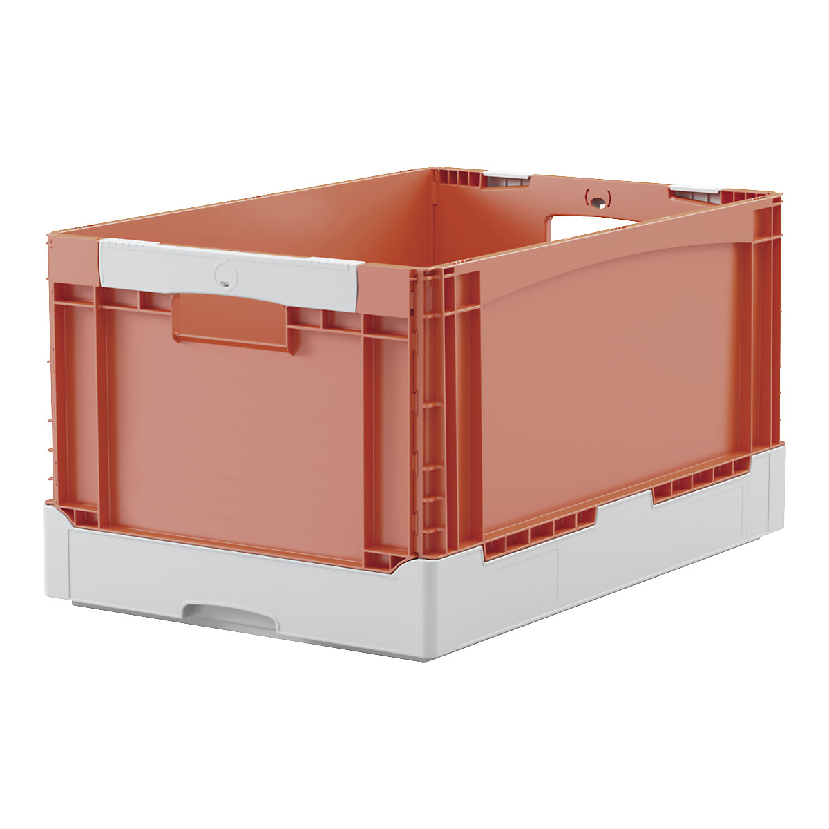 Cassetta pieghevole EQ – BITO, con impugnature aperte e fondo scanalato, lungh. x largh. x alt. 600 x 400 x 285 mm, arancione