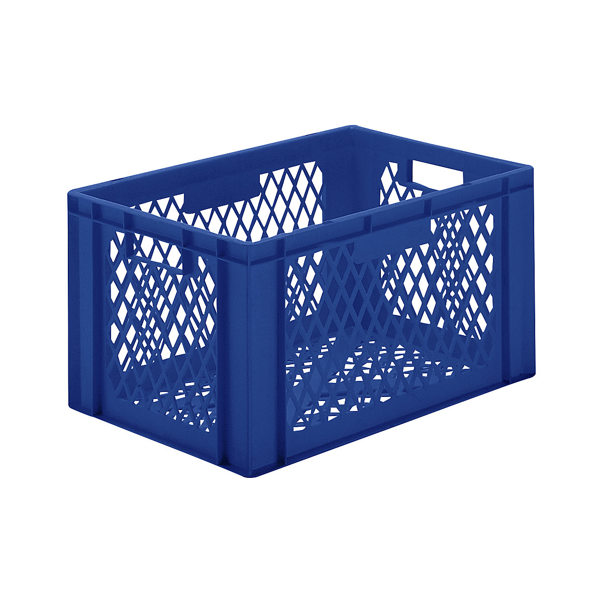 Contenitore impilabile formato Euro, pareti e fondo forati, lungh. x largh. x alt. 600 x 400 x 320 mm, blu, conf. da 5 pz.-3