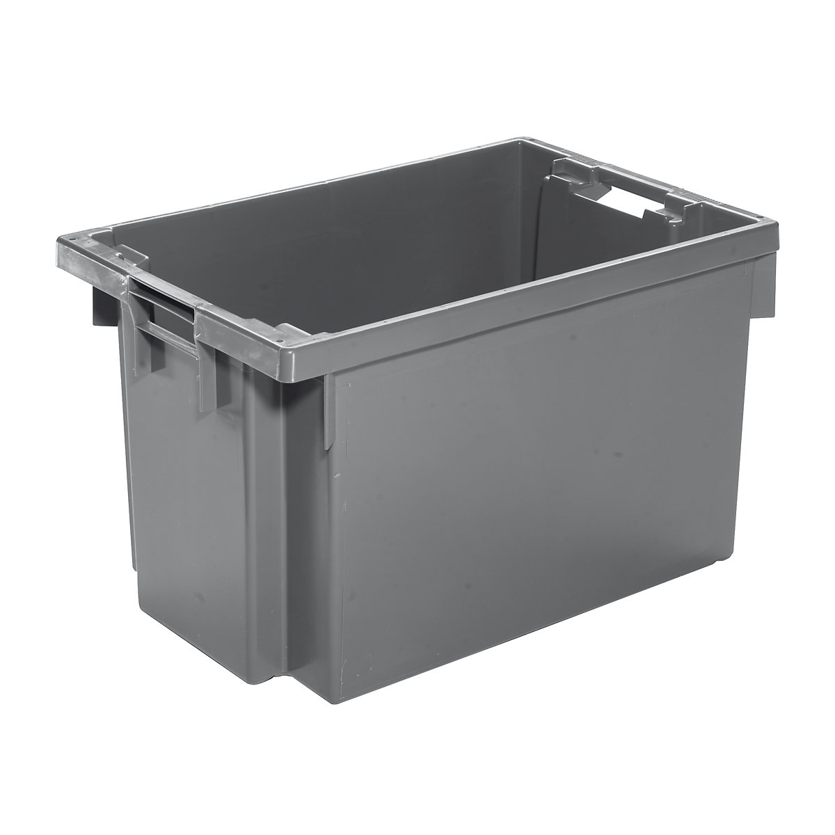 Contenitore impilabile girevole in HDPE, capacità 60 l, pareti e fondo pieni, grigio