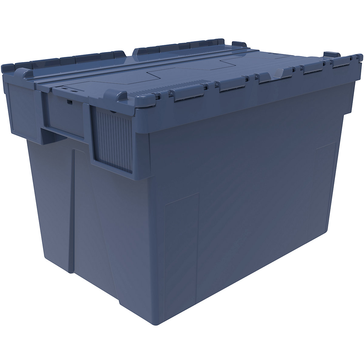 Contenitore multiuso impilabile, lungh. x largh. x alt. 600 x 400 x 400 mm, conf. da 5 pezzi, blu, coperchio blu
