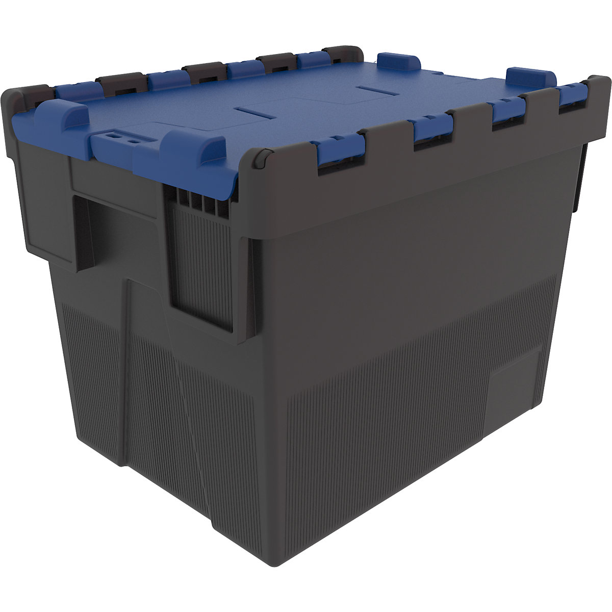 Contenitore multiuso impilabile, lungh. x largh. x alt. 400 x 300 x 306 mm, conf. da 8 pz., coperchio blu
