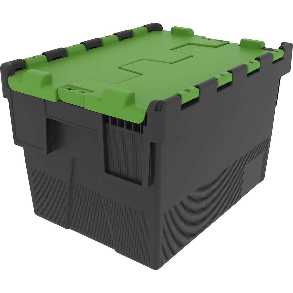 Contenitore multiuso impilabile, lungh. x largh. x alt. 400 x 300 x 264 mm, conf. da 8 pz., coperchio verde