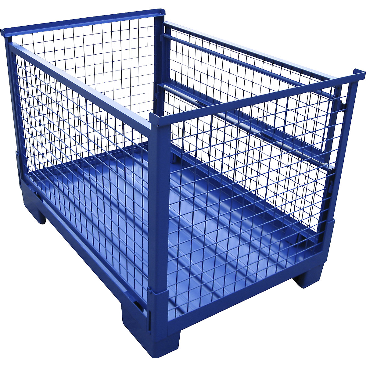 Contenitore impilabile Euro, pieghevole – Heson, lungh. x largh. 1240 x 835 mm, portata 1000 kg, blu genziana