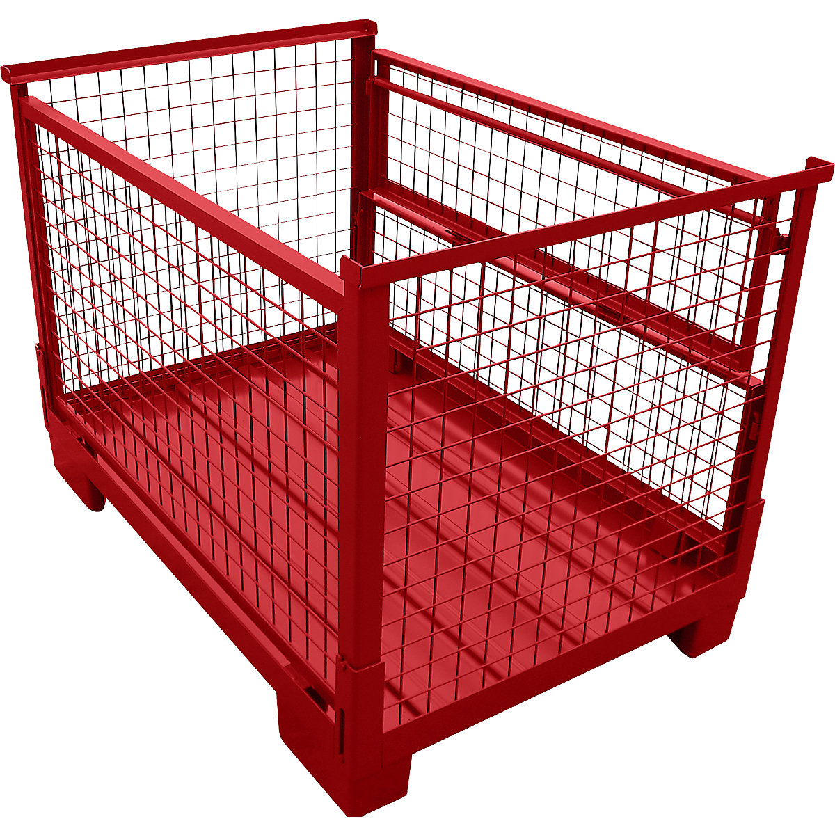 Contenitore impilabile Euro, pieghevole – Heson, lungh. x largh. 1240 x 835 mm, portata 1000 kg, rosso fuoco